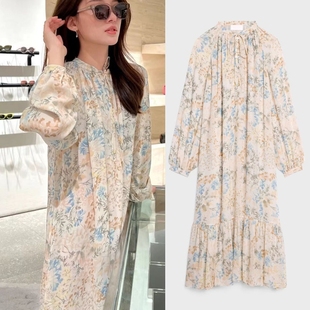 清新唯美桑蚕丝印花真丝连衣裙中长裙 买手店cel 发顺丰 原标
