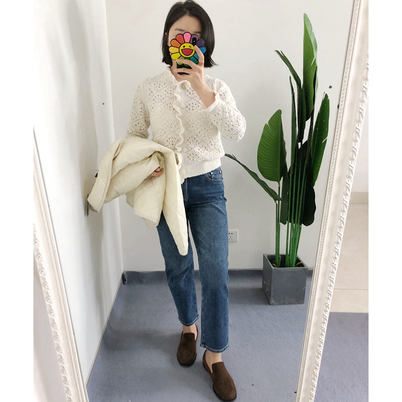 福利 原标买手店Doen CLAUDIE 仙美软糯花边羊毛镂空钩花针织开衫