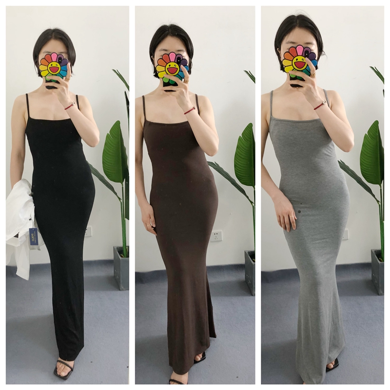 清货 买手店Ski卡戴珊云感辣妹吊带连衣裙细肩带修身显瘦包臀长裙