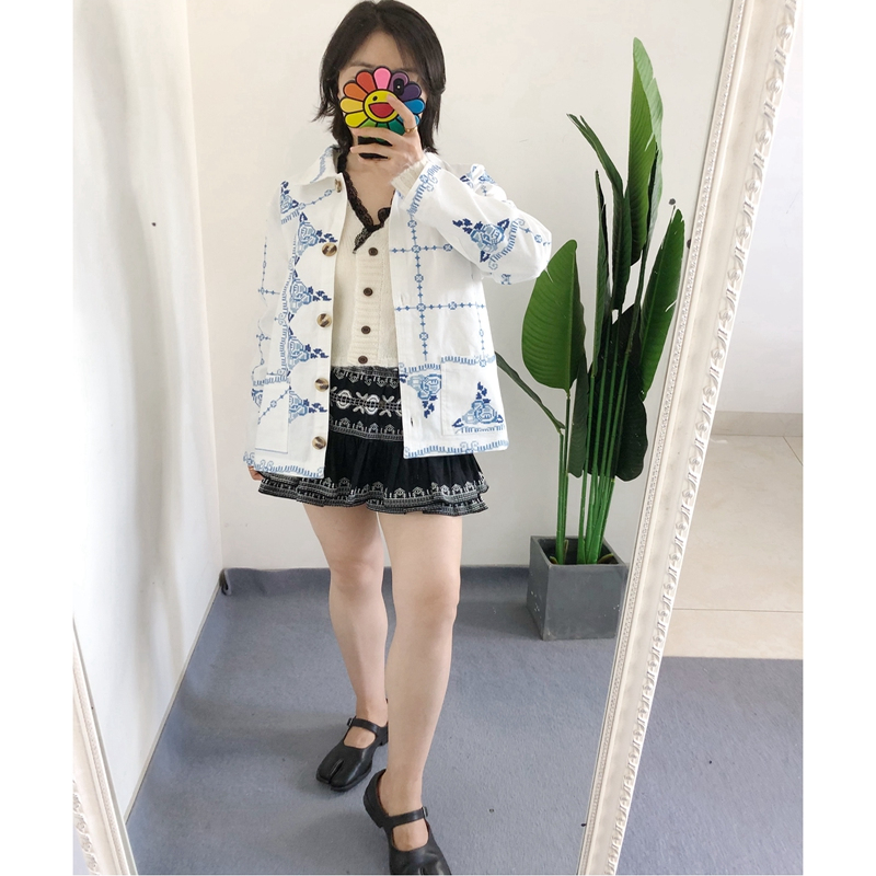 买手店sissel 早秋波西米亚复古刺绣纯棉休闲衬衫式夹克短外套