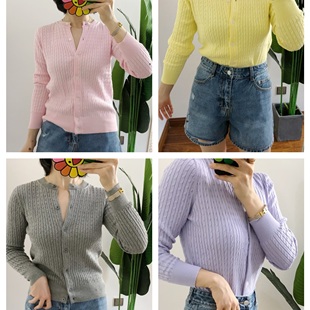 清货 买手店 细麻花纯棉绞花针织开衫外套女大童outlets