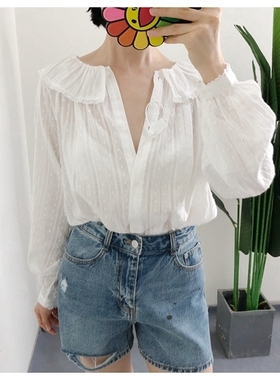 原标少量 买手店doen JACEY 法式浪漫甜美蕾丝花边泡泡袖长袖衬衫