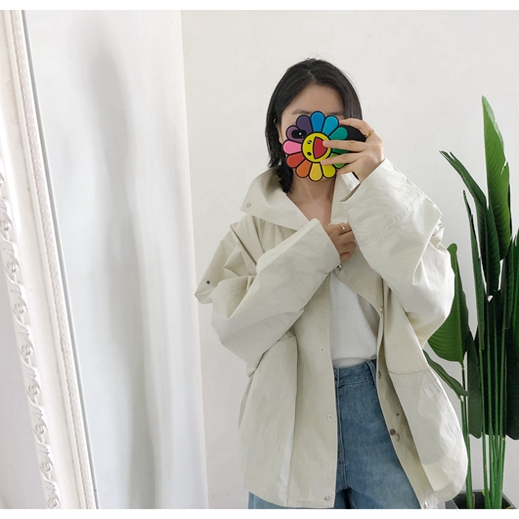 Y标 买手店tote 牡蛎色蝙蝠袖轻薄宽松有机棉外套 禅意休闲