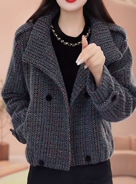 2025秋冬新款气质时尚休闲宽松显瘦遮肉上衣开衫高端洋气短款外套