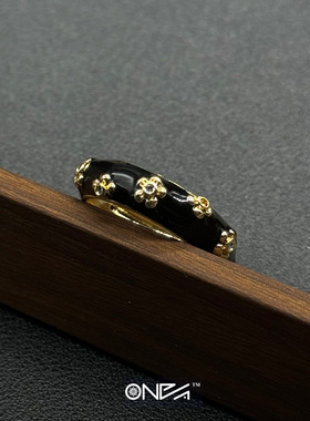 ONEPART梅花滴油重工开口戒轻奢气质法式男女铜合金戒指