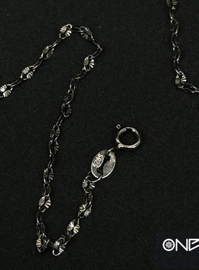ONEPART高定系列 超闪匠心锤纹波浪嘴唇项链 男女坠链均925银