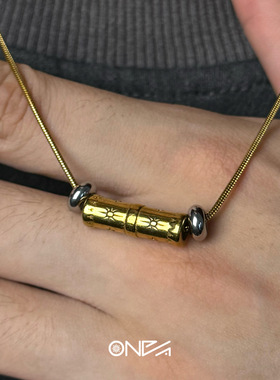 ONEPART八芒星纹路竹节吊坠项链