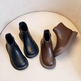 真皮女童马丁靴2025秋冬新款公主单靴儿童加绒小皮靴宝宝男童短靴