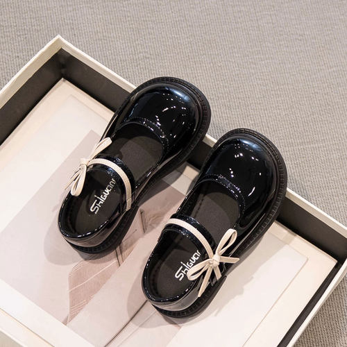 真皮女童公主黑色小皮鞋软底单鞋