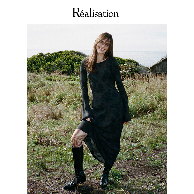 RealisationPar 连衣裙真丝长袖船领气质长裙23年新款 The Gia