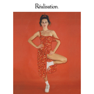 RealisationPar 连衣裙枫叶红真丝鸢尾花约会连衣裙 The Juliet