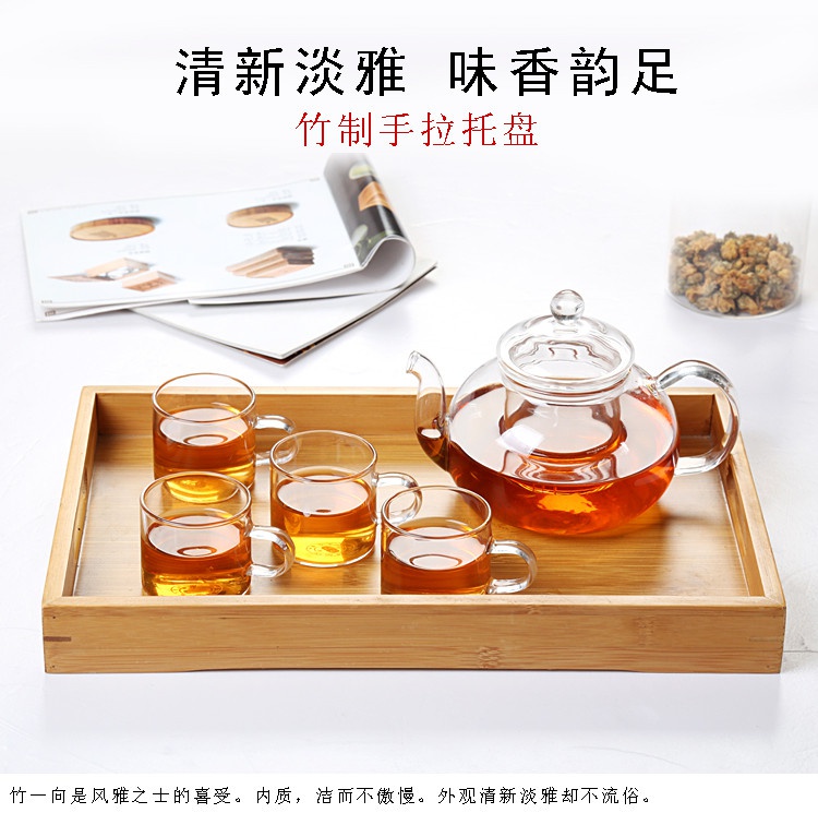 极速Pure bamboo wood pallet tray tea tray simple large and s