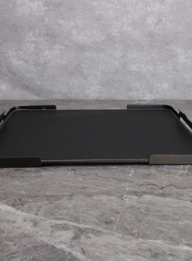 现代简约黑皮托盘样板房办公室卧室客厅餐厅厨房家居软装饰品摆件