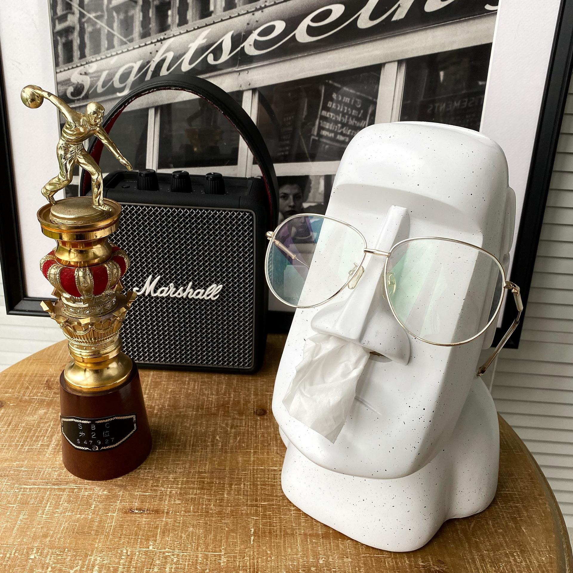 创意摩艾石像餐桌客厅纸巾盒家用少女抽纸盒家居摆件搞怪台湾礼品