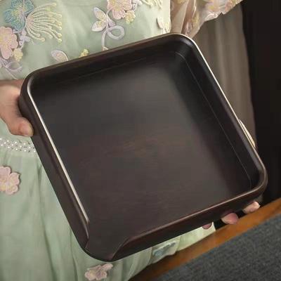 大岸堂新款实木黑檀花梨普洱茶饼收纳盒子评茶盒鸡翅木分茶盘