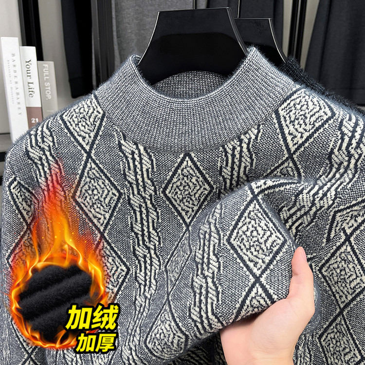 圆领宽松商务风套头现代风针织衫/毛衣