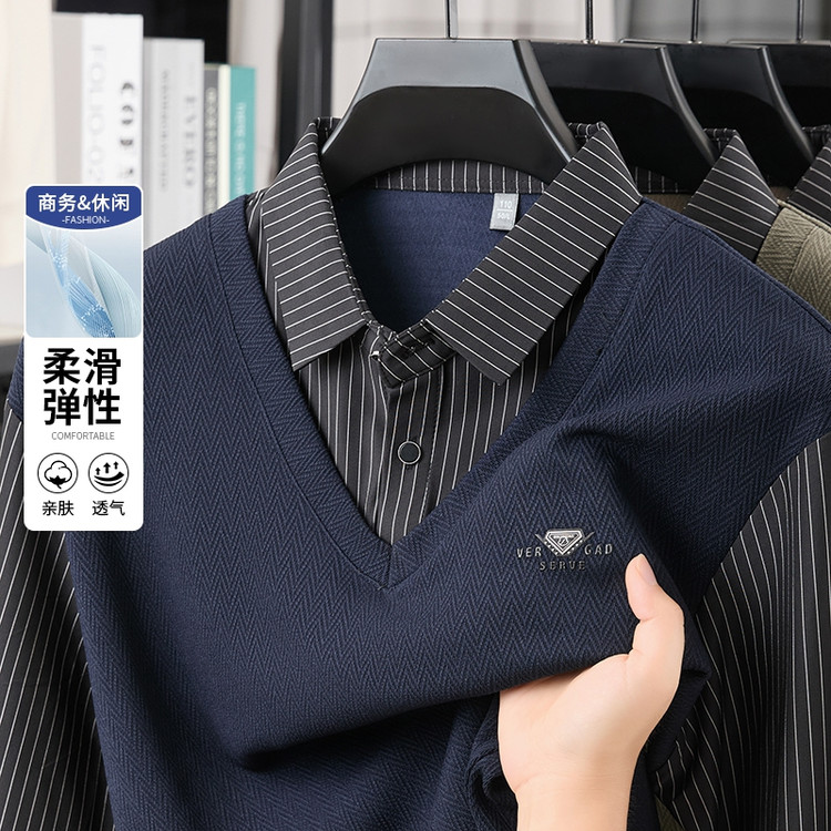 POLO领修身其它面料提花商务风Polo衫