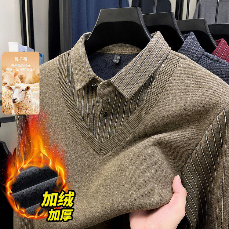 衬衫领标准青春活力风冬季套头针织衫/毛衣