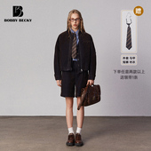 Bobbybecky赠领带 五分裤 美式 复古植绒牛仔飞行夹克廓形马甲经典