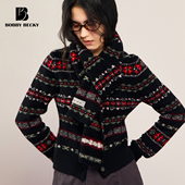 Bobbybecky复古费尔岛复古美利奴羊毛提花开衫 毛衣羊毛围巾