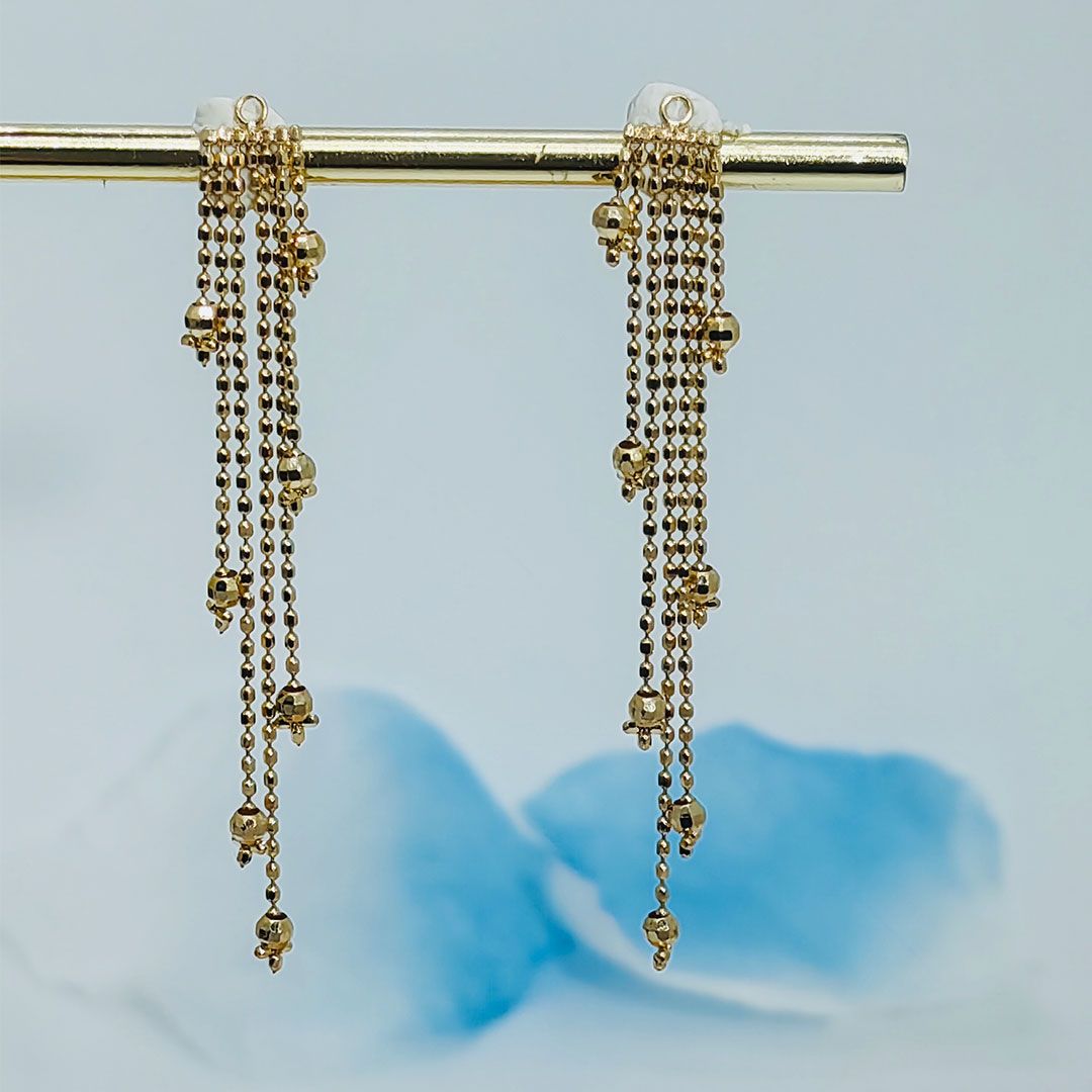 18K金蕾丝长款流苏耳线伴侣配件