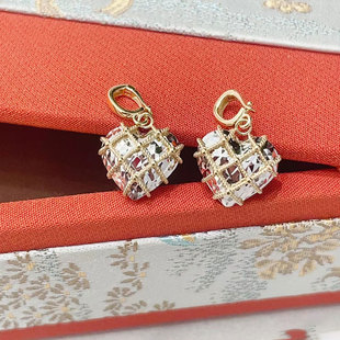 18K金拼色浪漫心形爱心吊坠AU750素金刻面爆闪双色桃心送女友礼物