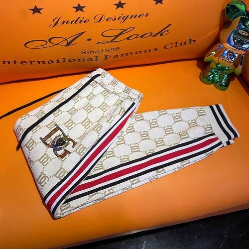 潮牌长裤束脚时尚刺绣印花休闲裤