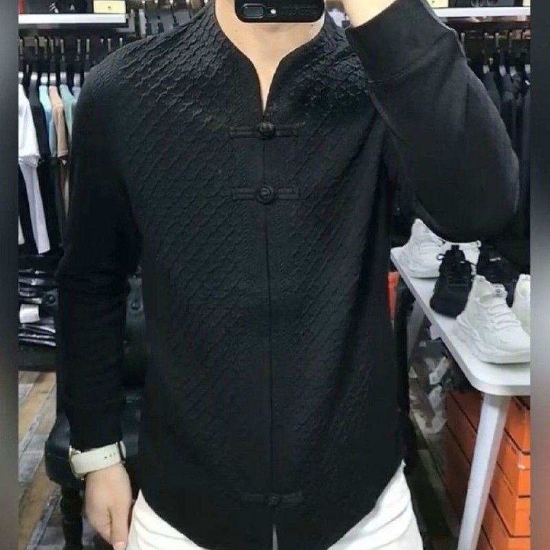 潮牌男士高级感中式盘扣t恤