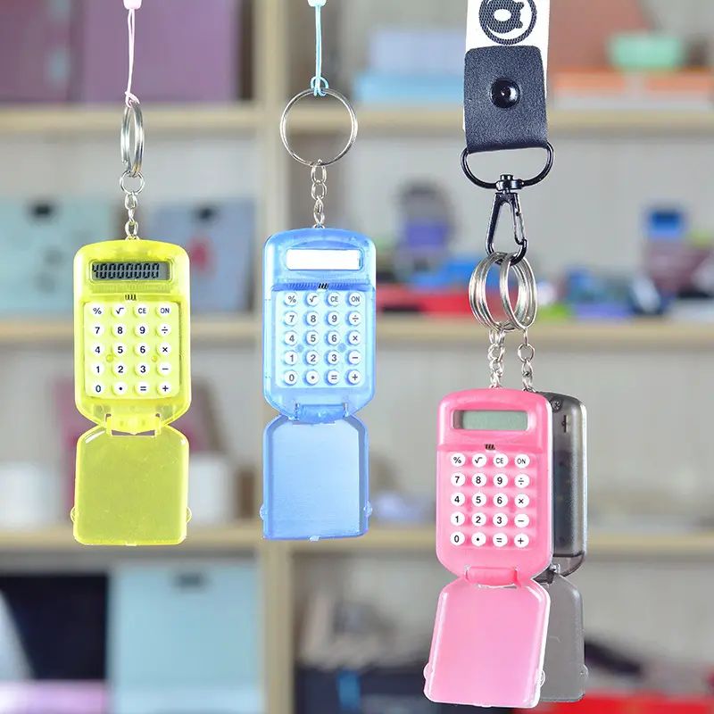 迷你静音计算器挂件透明翻盖计算机学生办公儿童卡通文具