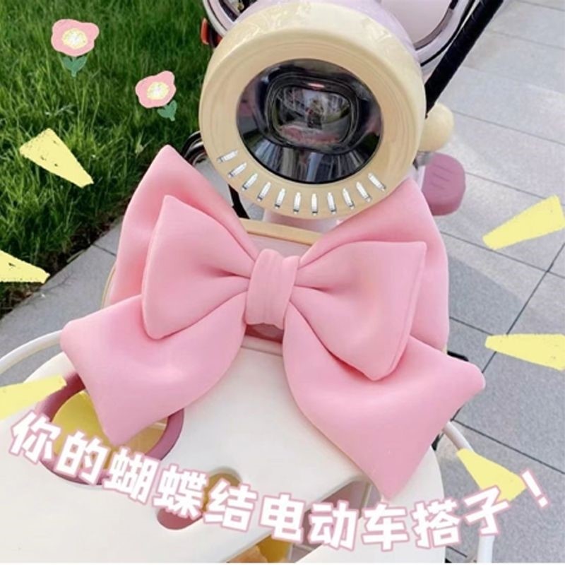网红蝴蝶结装饰品电动车汽车尾贴高颜值安全帽立体布艺改装车身尾