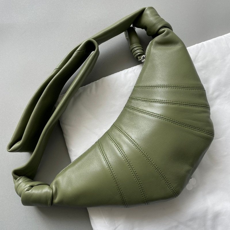 绿色小号牛角包大容量托特包女山羊皮单肩斜挎包慵懒百搭网红色12