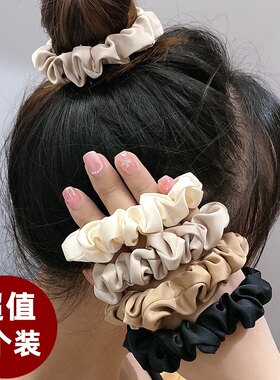 缎面小肠发圈百搭不勒发网红丸子头发绳日系头绳扎头皮筋少女头饰