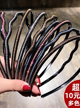 水钻细发箍韩国防滑带齿头箍发前夹压发成人发卡女洗脸简约头饰品