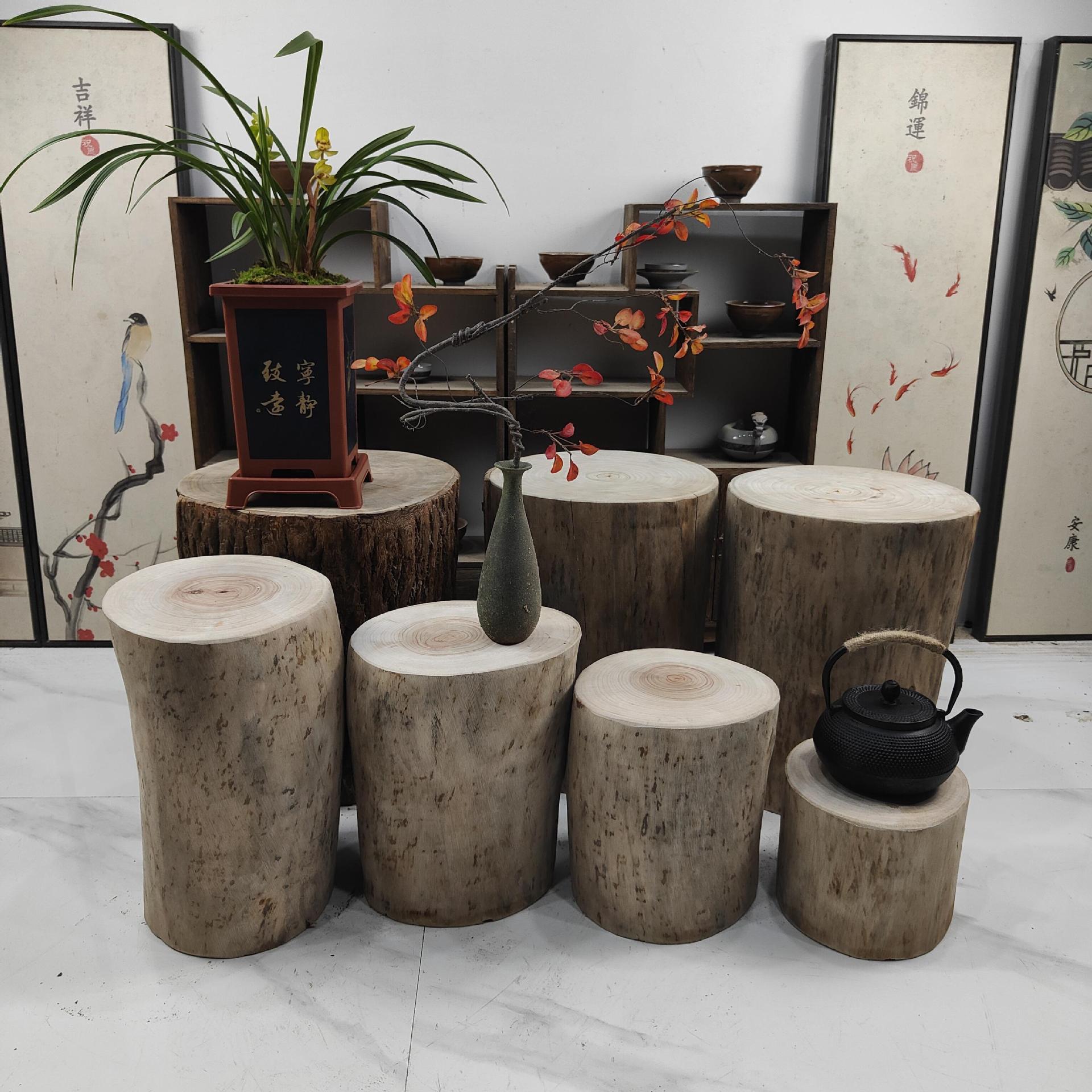 香樟木墩树墩凳子实木墩子根雕原木树桩木桩底座茶几茶桌圆木