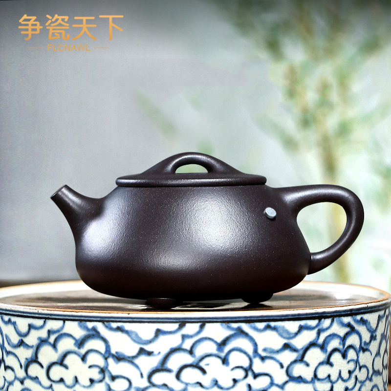 正宗紫砂壶 纯手工名家泡茶壶家用茶具宜兴原矿紫泥石瓢壶250cc