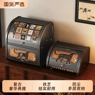 化妆品置物架首饰盒家用收纳箱 中古风首饰盒桌面收纳盒抽屉式