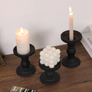 欧式 饰摆件玻璃香薰蜡烛台座 复古黑色铁艺烛台烛光晚餐氛围感装