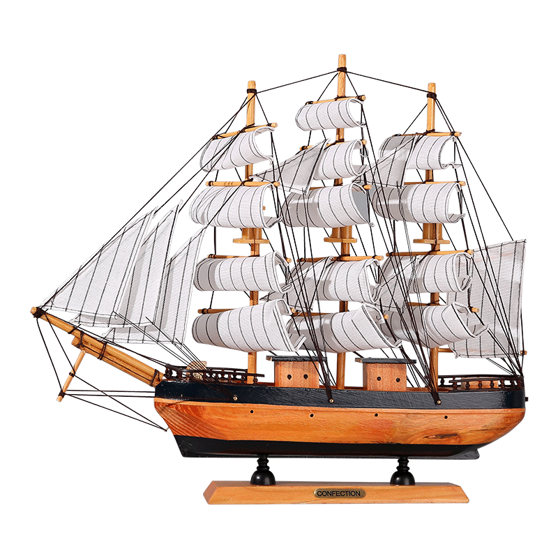 木质一帆风顺欧式帆船摆件