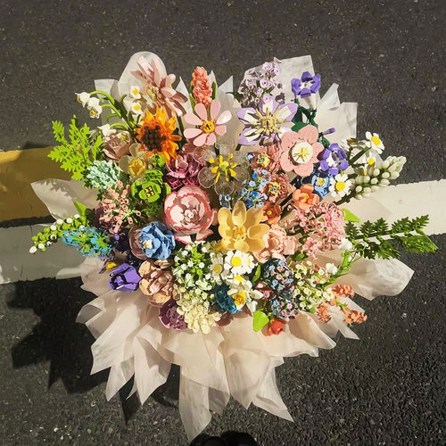 积木花束拼装手工diy送女友礼物