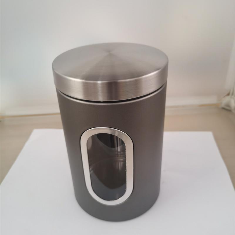 厨房豆粮收纳可视窗茶叶罐 咖啡坚果零食密封 3件套不锈钢储物罐