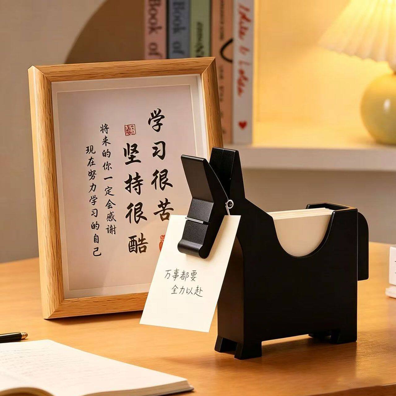 创意小马便签夹记事便利贴收纳盒名片盒办公室桌面上装饰摆件文具