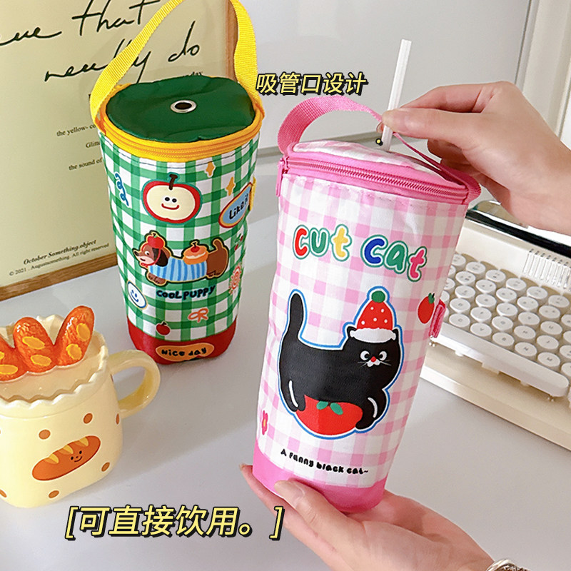 奶茶冷饮冷藏保温袋可吸管手提加厚水杯保护套铝箔杯套饮料杯子套