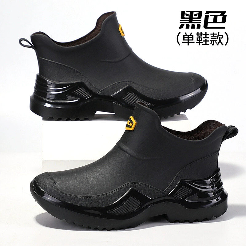 雨鞋男新款时尚百搭短筒防滑雨靴户外钓鱼防水鞋建筑工作厚底胶鞋