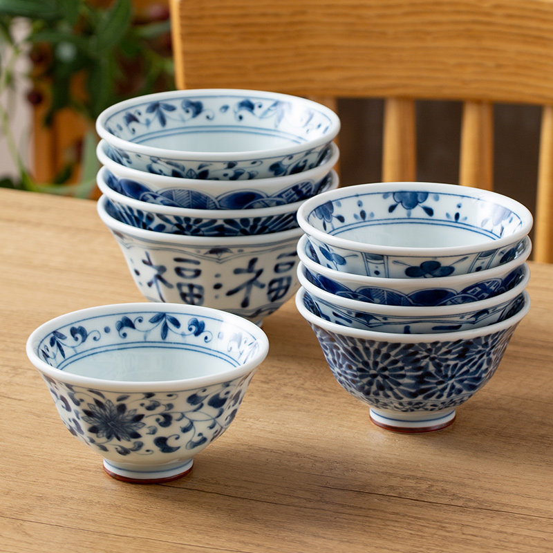 蓝凛堂陶瓷饭碗家用汤碗日式餐具 中式小碗带福字青花瓷碗小面碗