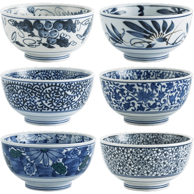 日本进口日式青花陶瓷圆碗