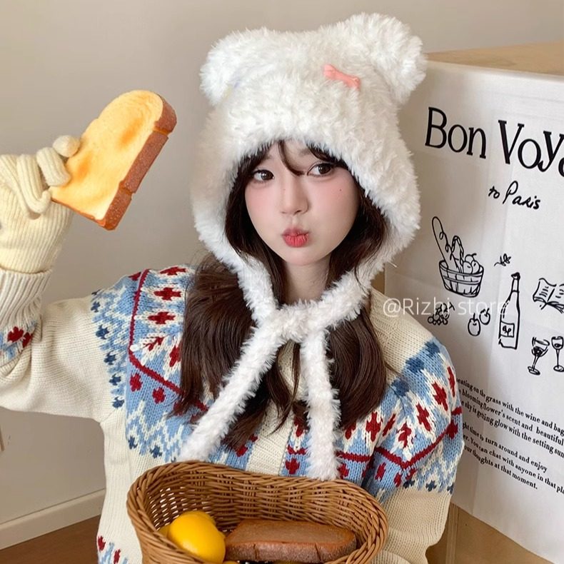 日稚商店原创软萌护耳帽女冬毛绒加厚可爱儿童帽子显脸小保暖帽子,模玩/动漫/周边/娃圈三坑/桌游,lolita洛丽塔配饰小物/道具,淘宝优惠券,粉丝福利购,淘宝优惠卷