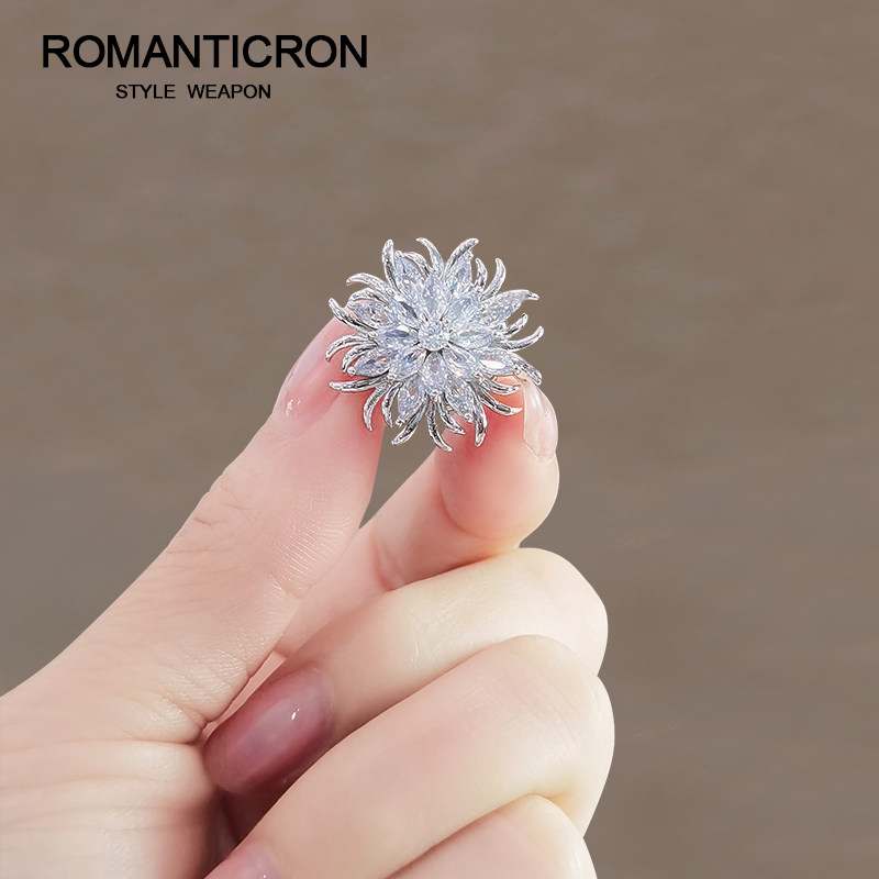 磁吸胸针高档花朵衣服固定扣防走光女士水晶纽扣圆形衬衫领口配饰