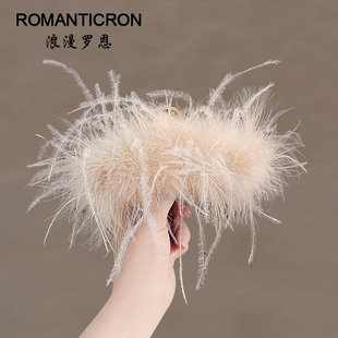 抓夹大号发量大羽毛秋冬饱满后脑勺绝美发夹显发量仙气飘飘鲨鱼夹