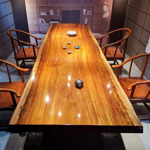 奥坎大板实e木原木茶台茶板办公会议桌餐桌整块1米8茶桌2现货清.