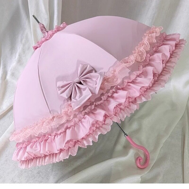 英伦公主蕾丝花边长柄防晒伞lolita造型女神配饰伞婚纱摄影道具